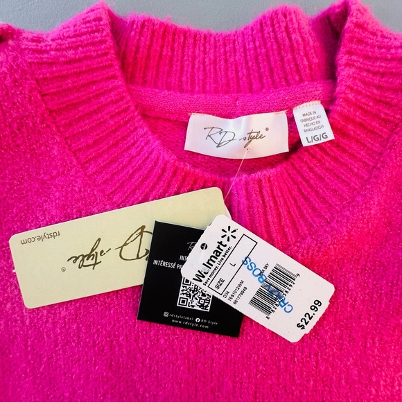 RD Style Fuchsia Sweater with White Accents - Picture 2 of 6